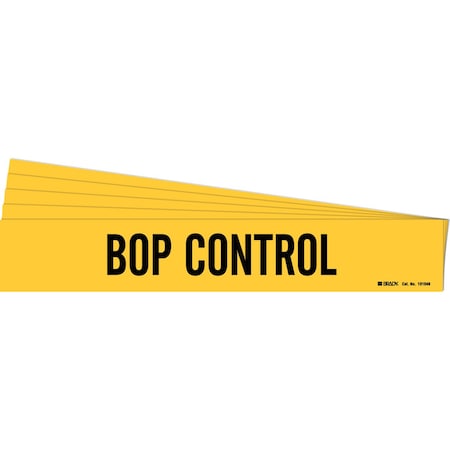 Brady BOP CONTROL Pipe Marker Style 1 Black on Yellow 1 per Card, 5 PK 131048-PK